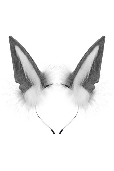 Choice8 Darkgraywhite Handmade Animal Fur Wolf Fox Ears Headband Cosplay Head...
