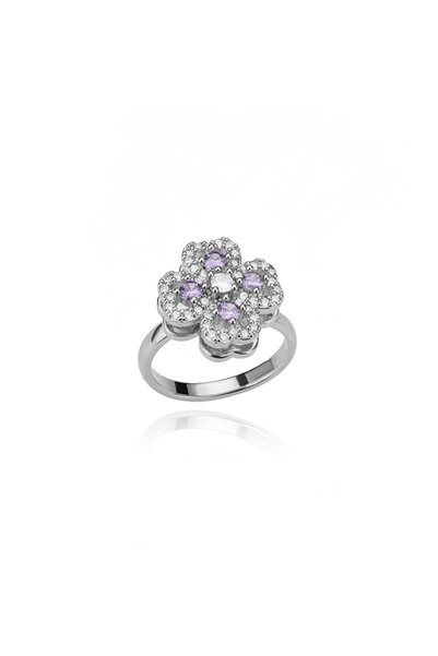 Choice6 Adjustable JZ3829P Spinner Zircon Heart Four Leaf Clover Rings For Wo...