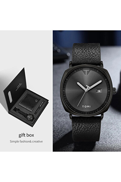 Choice All black TOMI 3PCS Simple Business Men Watch Wallet Gift Box Set High...