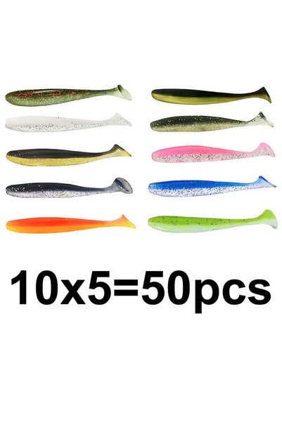Choice 9.5cm all colors 50pcs Soft Lure Silicone Bait Shad Wobbler Fishing Lu...