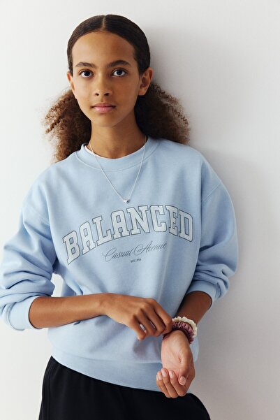 H&M Motif Detaylı Oversize Sweatshirt