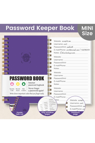 Choice A6 plum 1pc A6 Password Book, Compact Internet & Login Organizer, Pock...
