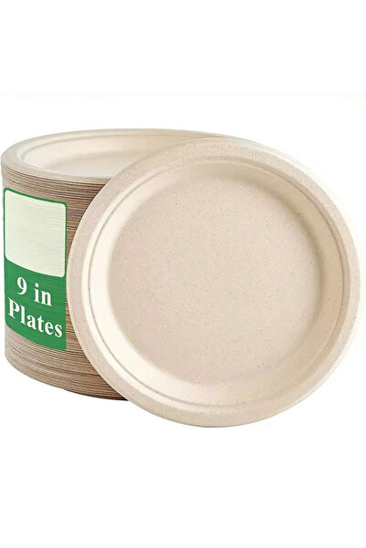 Choice1 50PCS Brown 9inch Circular Paper Plate Disposable Biodegradable Paper...