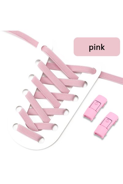Choice Pink No Tie Shoe Laces Press Lock Shoelaces Without Ties Elastic Laces...
