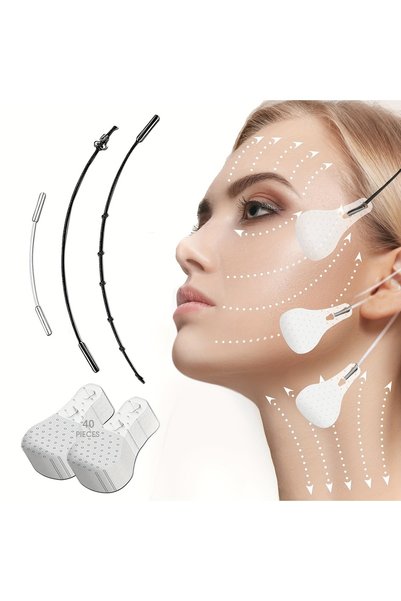 Choice 1 Set [40 Pcs Face Lifting Tape] 40 Pcs Hypoallergenic & Waterproof Fa...