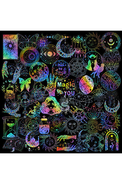 Choice1 100pcs-645 100 PCS Colorful Laser Magic PET Stickers Aesthetic for DI...