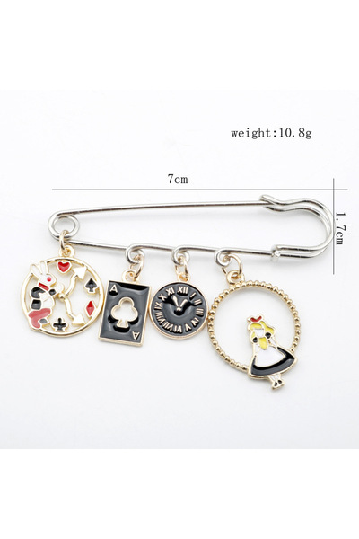 Choice1 02 Alice inWonderland Cartoon Brooch Buckle Safety Pins Cute Metal En...