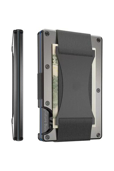 Choice12 Grey Strap Carbon Fiber Minimalist Slim Wallet Carteira for Men Cart...