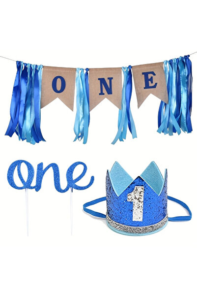 Choice DEEP BLUE 3PCS Baby Boy One Year Birthday Party I AM One Decoration Ba...