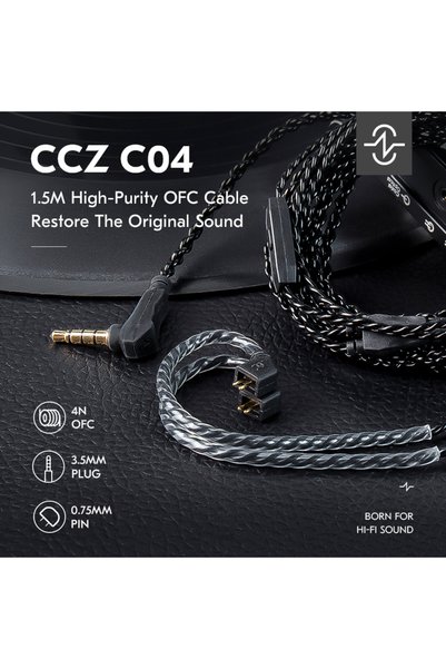 Choice4 3.5mm-TFZ with mic CCZ C04 1.5M 4-strand of 4N High-purity OFC Earpho...