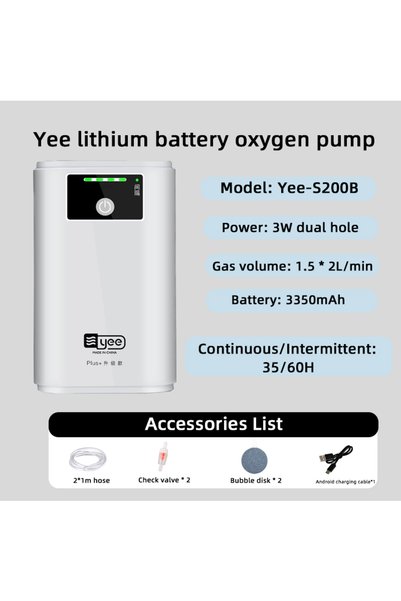 Choice3 S200B bubble tray Yee 6000mAh Fish Tank Oxygen Pump Charging USB Lith...