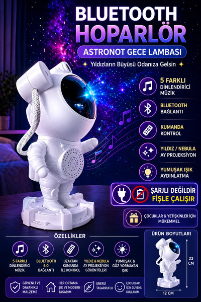 nextbuy Astronot Bluetooth Hoparlör Galaxy Bulutsusu Ay Tavan Gökyüzü Projekt...