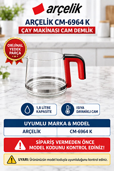 Arçelik Oem - Cm 6964 K Kahve Makinesi Cam Demlik - 9197064698