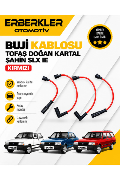 ERBERKLER Tofaş Doğan, Kartal, Şahin SLX IE Kırmızı Buji Kablosu