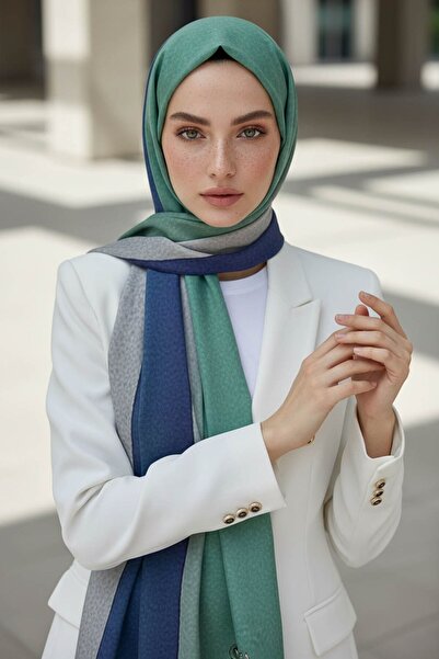 Vissona KREP DALGA DESENLİ İNDİGO RENKLİ 75X195 KIRIŞMAZ ŞAL