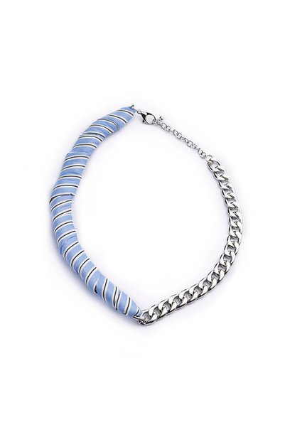 Twist ÇİZGİLİ KUMAŞ MIX METAL KOLYE