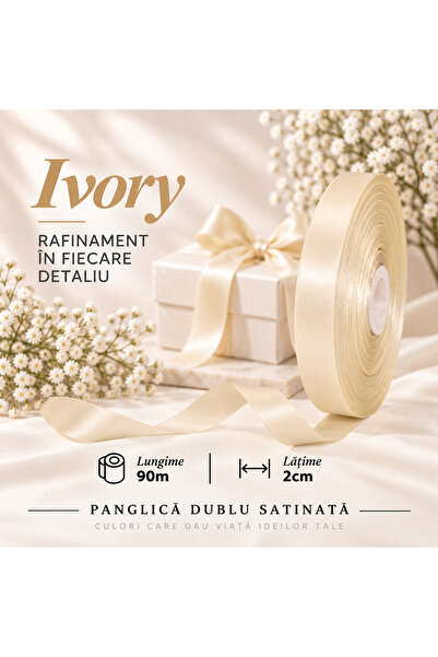 Papette Set 4 Role Panglică Dublu Satinată IVORY 2cm x 90m