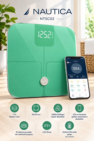 Nautica Classic Collection Plus Vücut Analizli Akıllı Bluetooth Tartı Baskül ...