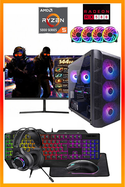 COMLOJI GA Full-Perf Gaming Ryzen 5 5500 + RX580 8GB + 16GB DDR4 RAM 512GB M....