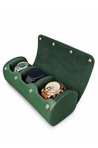 STAND MARKET 3-Piece Snap Watch and Jewelry Box – Pull up Faux Leather, Handm...