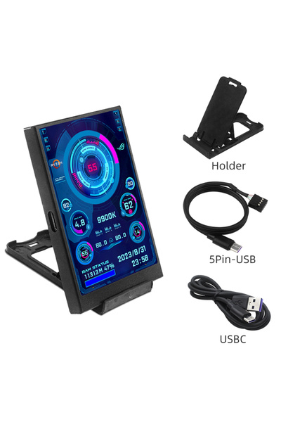 Choice Black-5Pin 3.5 Inch Type-C Secondary Screen for Computer CPU RAM GPU H...