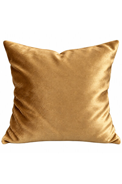 NURHAN HOME COLLECTION 1 Piece Gold Color Plain Square Throw Pillow Cover