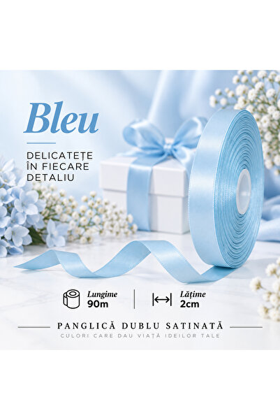 Papette Rolă Panglică Dublu Satinată BLEU, 2cm x 90m
