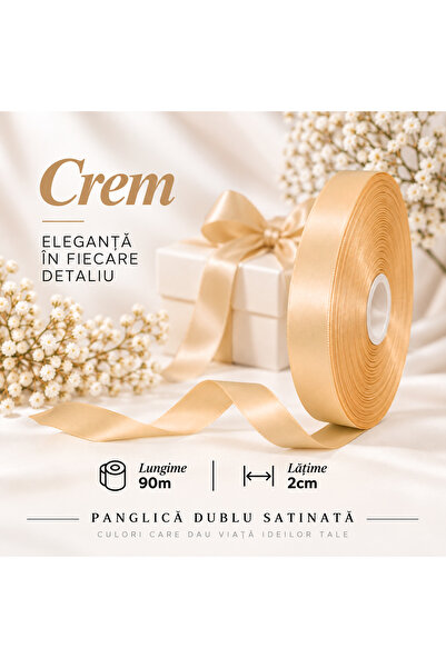 Papette Set 2 Role Panglică Dublu Satinată CREM, 2cm x 90m