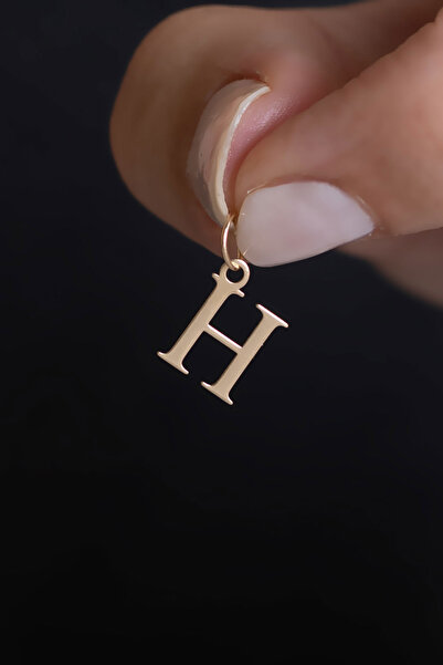 Bayar Gold 14 Ayar Altın H Harf Sade Kolye Ucu 13.5 mm