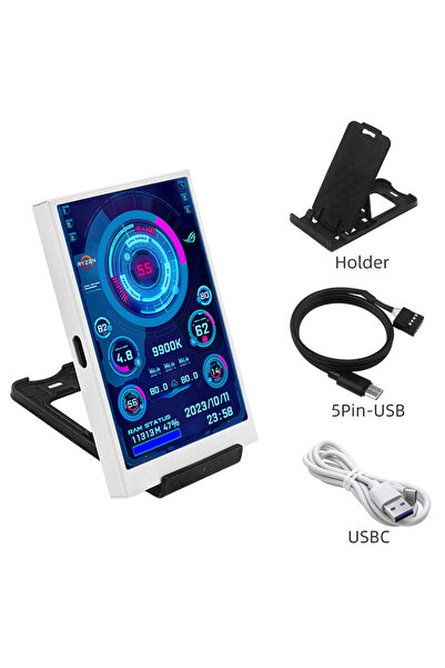 Choice4 White-5Pin 3.5 Inch Type-C Secondary Screen for Computer CPU RAM GPU ...