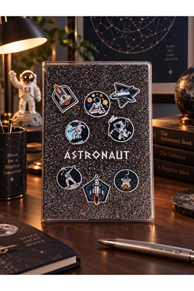 4nio KOYU GRİ ASTRONOT SİMLİ DEFTER