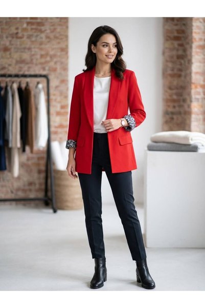 PNR WOMAN büyük beden hürrem içi leopar astarlı blaze ceket 24042
