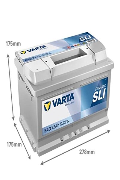 Varta Akü 12V 72 Ah Amper E43 (Ford-Opel Alçak Tip) Uyumlu