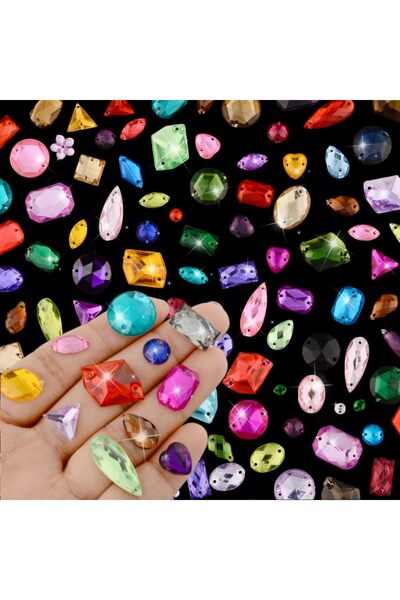 Choice Multi-Colored 100 Pieces Flat Colorful Acrylic Sewing Gemstones Crysta...