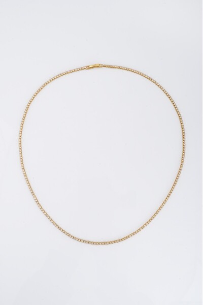 Crupt Studio 2mm X 55cm Tennis Chain Gold Tone Zincir Erkek Kolye