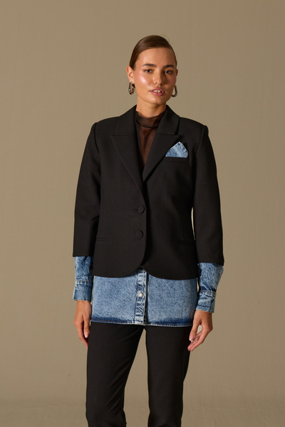 NOK İSTANBUL Hailey Jean Gömlek Detaylı Blazer Ceket Black