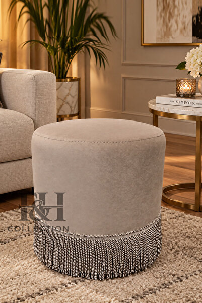 T&H İstanbul Püsküllü Puf Vizon, Dekorasyon Pufu, Vizon Püsküllü Puf