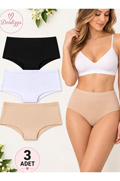 DONLİZZA High Waist Women's Panties Black, White, Skin 3 Pieces