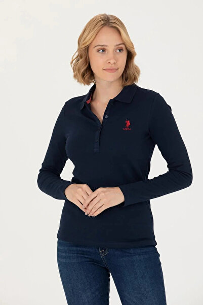 U.S. Polo Assn. Kadın Siyah Basic Polo Yaka Sweatshirt 1675677