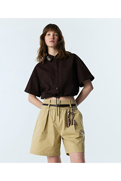 Twist Belt Pack Fabric Mix Shorts