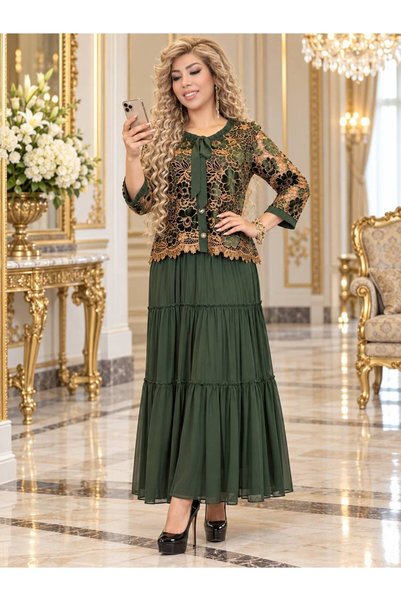 Yeşilmoda takım abiye  ceket v etek   abiye takımlar   giyim  etek v ceket abiye