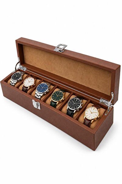 STAND MARKET Watch Box 6 Pieces Without Glass Diplomat Series Tan