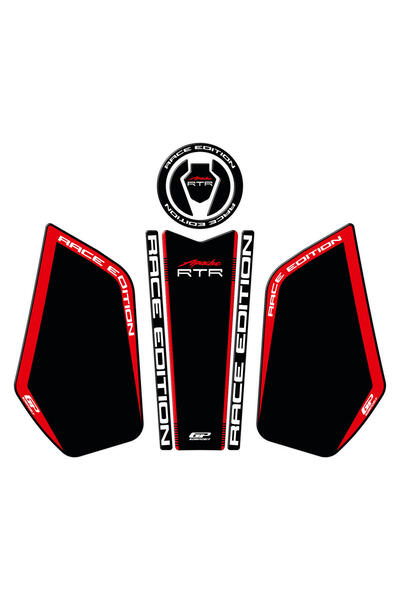 GP KOMPOZİT GP Kompozit TVS Apache RTR 200 2024 Uyumlu Tank Pad Seti Siyah - ...
