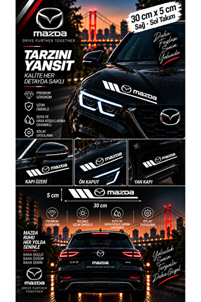 İntervex Global Mazda Compatible Sport Body Stripe Sticker Right Left Side Do...