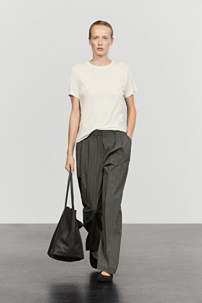 Massimo Dutti İnce çizgili carrot fit pantolon