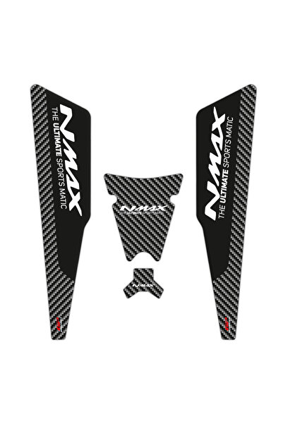 GP KOMPOZİT Yamaha Nmax 125-155 2015-2020 Uyumlu Tank Pad Seti Siyah-karbon