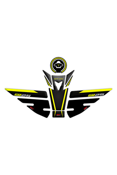GP KOMPOZİT Yamaha MT-25 2015-2019 Uyumlu Tank Pad Seti Siyah-Sarı