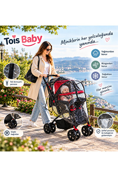 Malzek Tek Fermuarlı Bebek Arabası Yağmurluğu