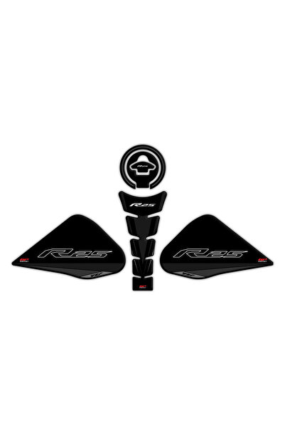 GP KOMPOZİT Yamaha R25 2015-2018 Uyumlu Tank Pad Seti Siyah