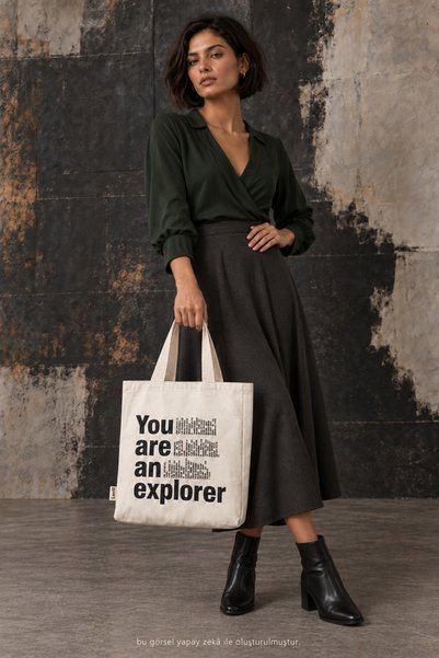 Luvili Women's Cloth Bag Tote Bag Printed You Are an Explorer Shoulder Bag Casual Canvas Bag